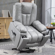 Poltrona relax elettrica con alzata assistita, massaggio vibrante, portabicchieri e tasche in microfibra grigio scuro