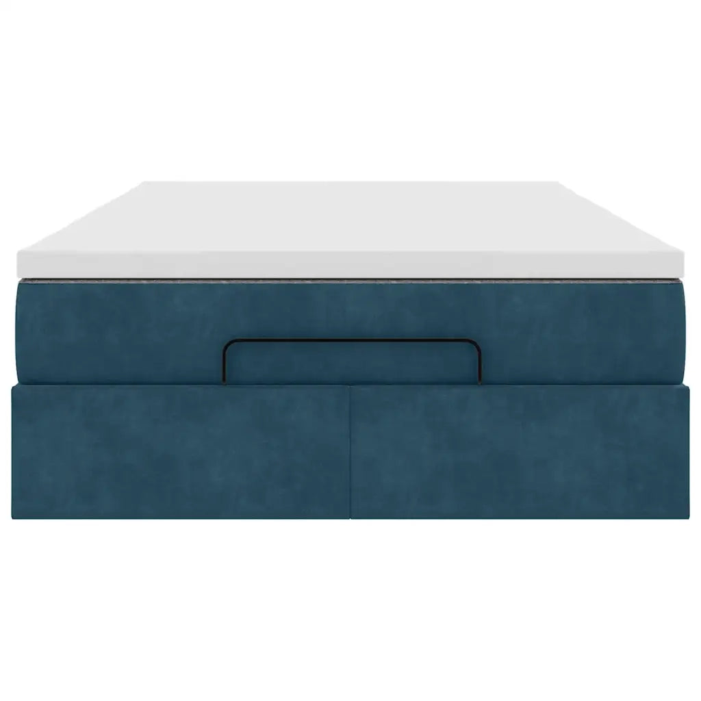 Pouf Letto con Materasso Blu Scuro 120x190 cm Velluto