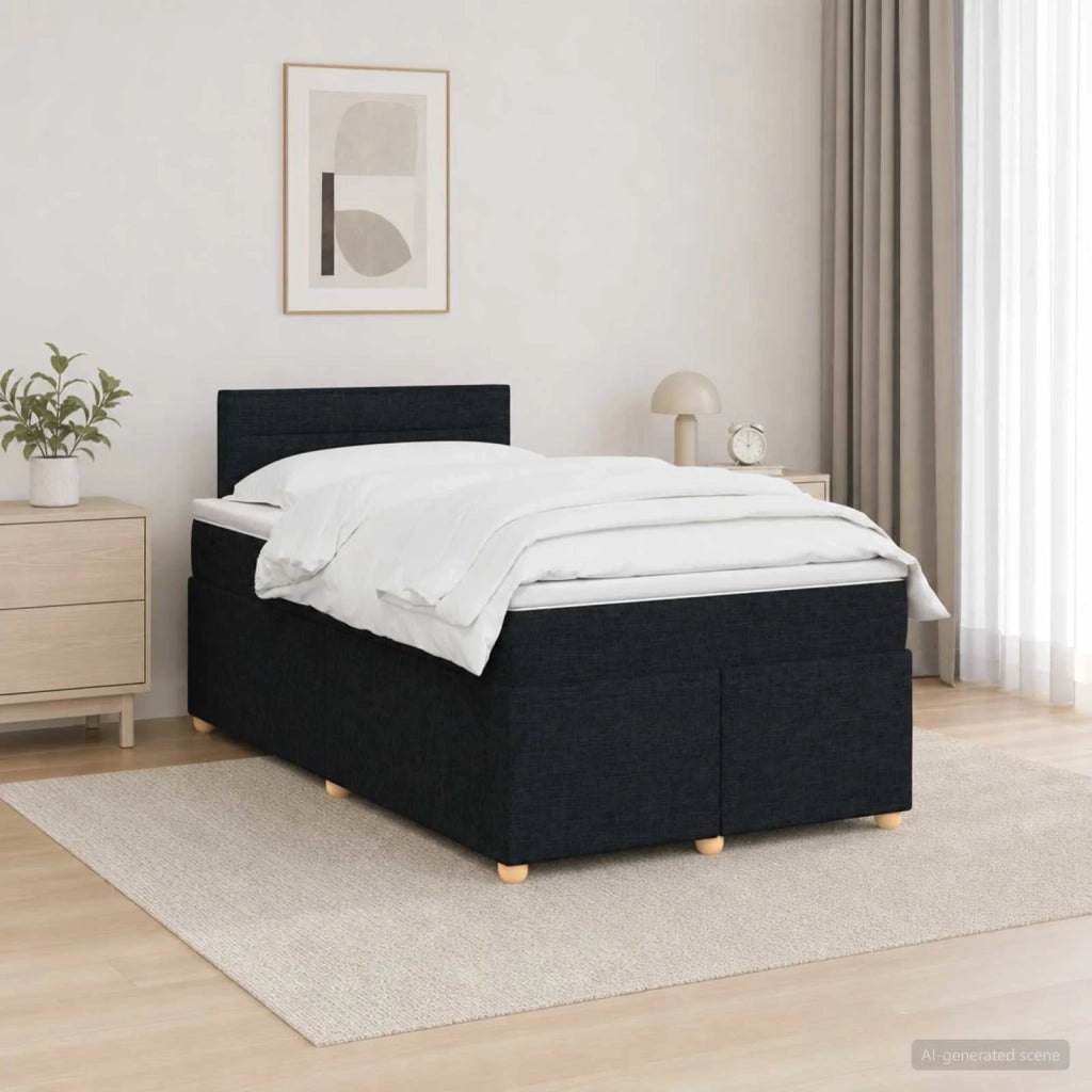 Letto box spring con materasso Nero 120 x 190 cm Tessuto 3452368