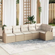Set Divano da Giardino 6 pcs Beige e Bianco polyrattan