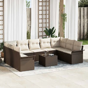 Set Divano da Giardino con cuscino 10 pcs Marrone polyrattan 3345528