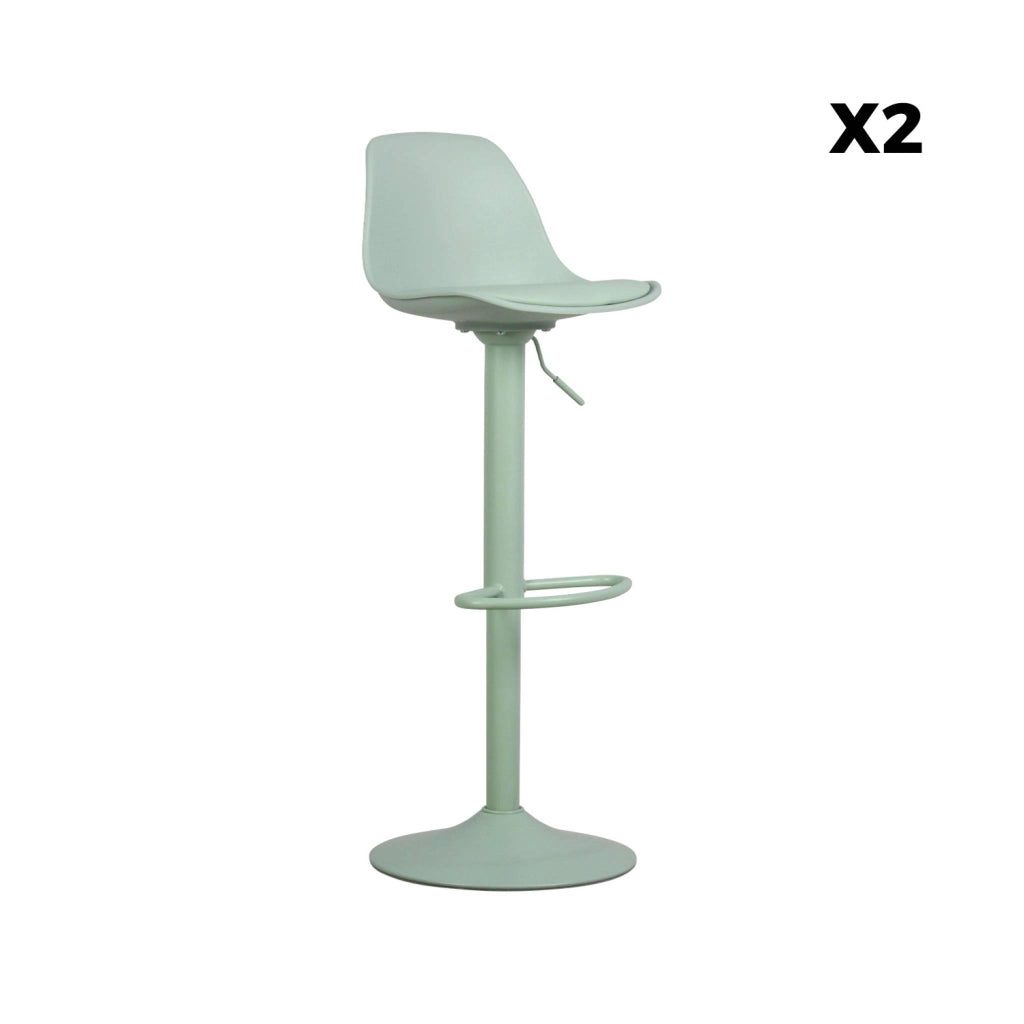 Set 2 sgabelli da bar in similpelle regolabili, verde celadon