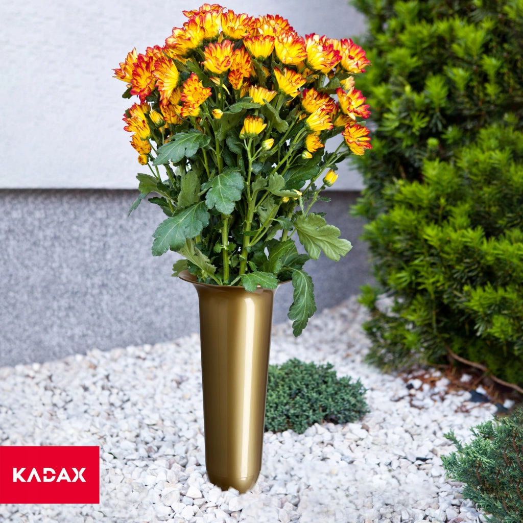 Vaso KADAX Bottiglia per Cimitero Lapide 35cm Lapide per Fiori Oro