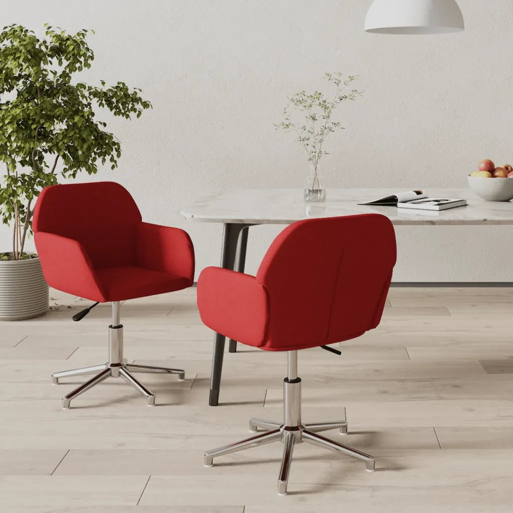 Sedie da Pranzo Girevoli 2 pz Rosso Vino in Tessuto 3103033