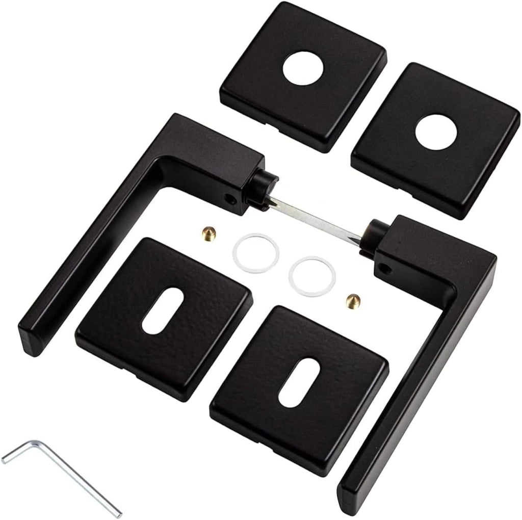 Coppia maniglie per porta interna quadra nero