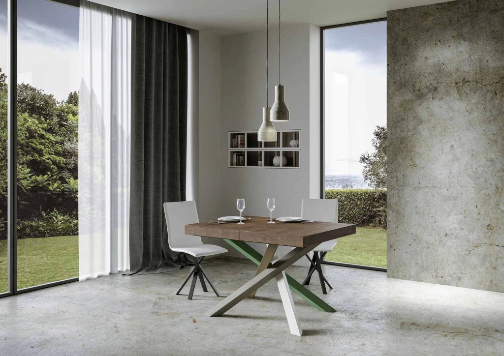 Tavolo Allungabile 120/380x90 cm Volantis Noce Gambe Multicolore 4/A