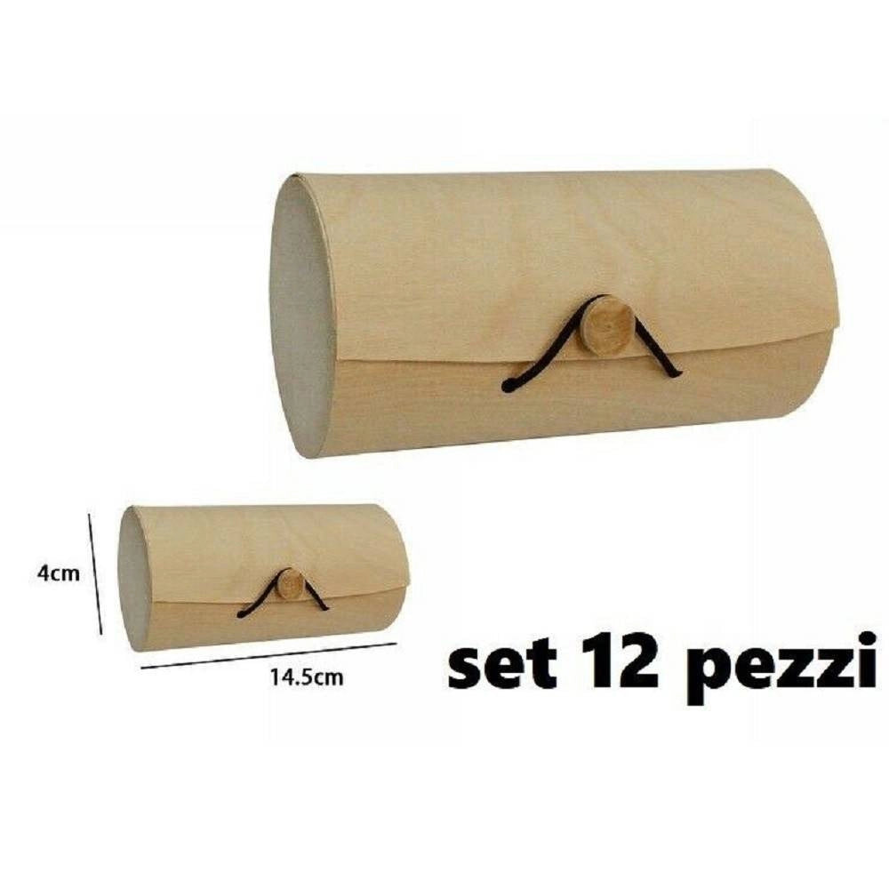 Trade Shop - Set 12 Scatole Box Astuccio In Legno Decoupage Portagioie Cofanetto 53485a -