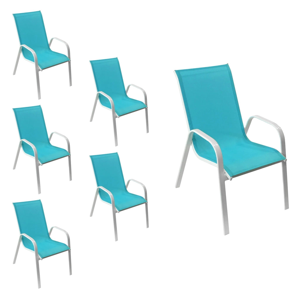 Set di 6 sedie MARBELLA in textilene blu - alluminio bianco