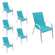 Set di 6 sedie MARBELLA in textilene blu - alluminio bianco
