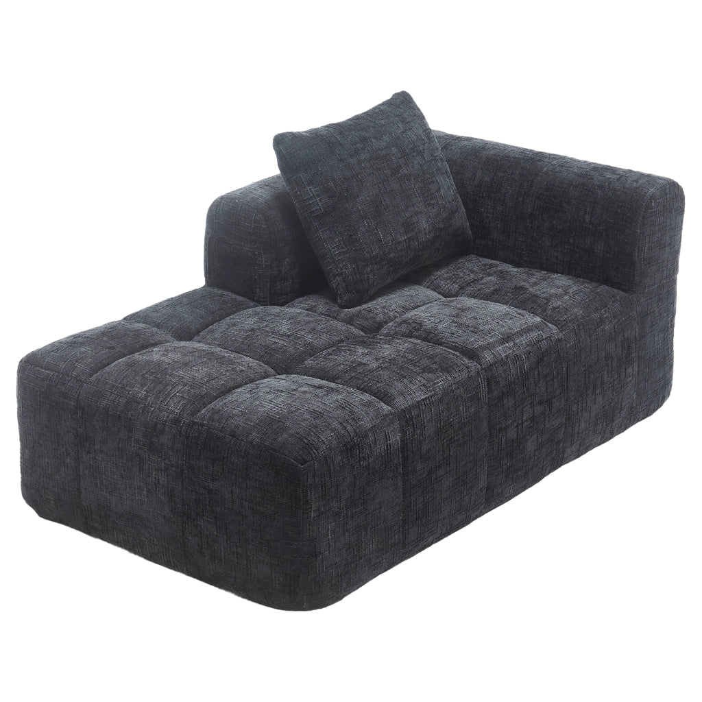 Chaise Longue Divano con Cuscini ¨C MINIMAL ¨C Nero, Tasche Laterali