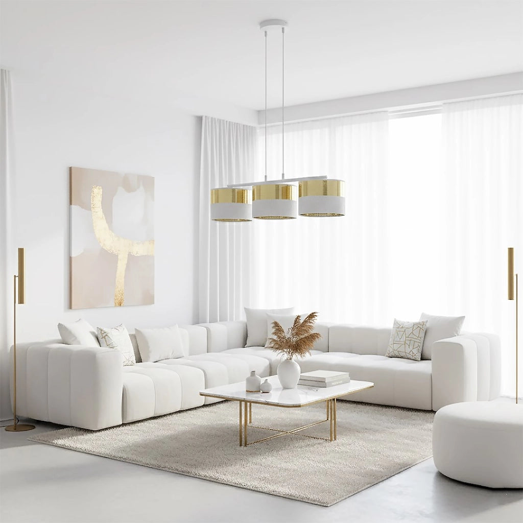 Lampada sospesa LUX bianco oro 3xE27 Emibig