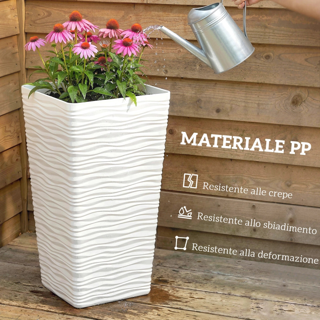 Vasi da Giardino Impilabili con Motivo Ondulato ¨C Zephmum ¨C Plastica Bianco 42/55/65 cm