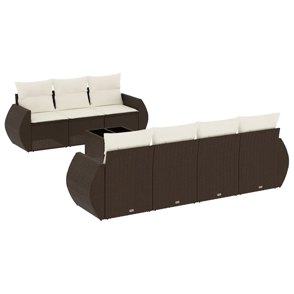 Set Divani da Giardino 8 pz con Cuscini Marrone in Polyrattan 3253470