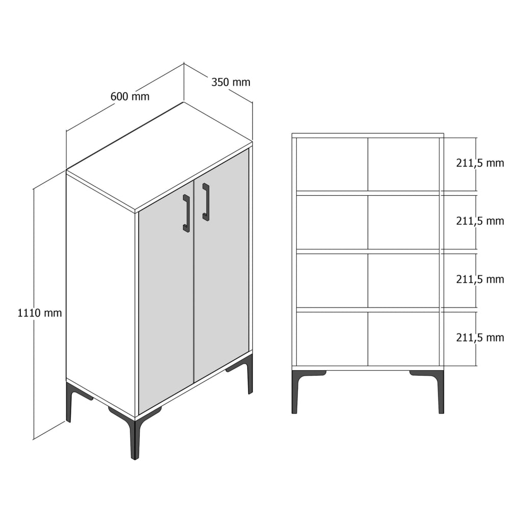 Mobile Portascarpe Cavalieri, Scarpiera 4 Ripiani, 60x35x111h cm Bianco