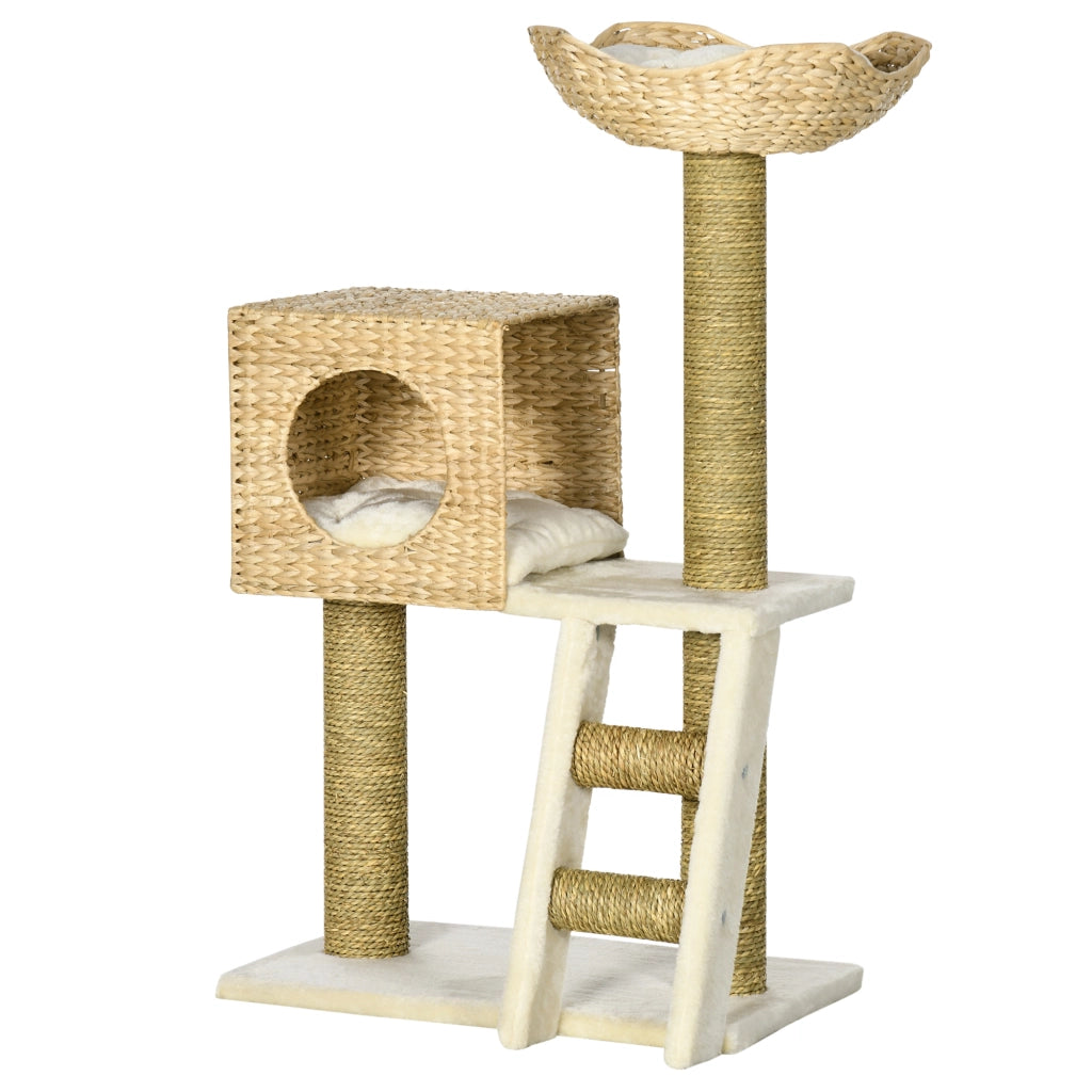 Albero per Gatti con Cuscini e Scala ¨C Minimal ¨C Grigio 100.5 cm