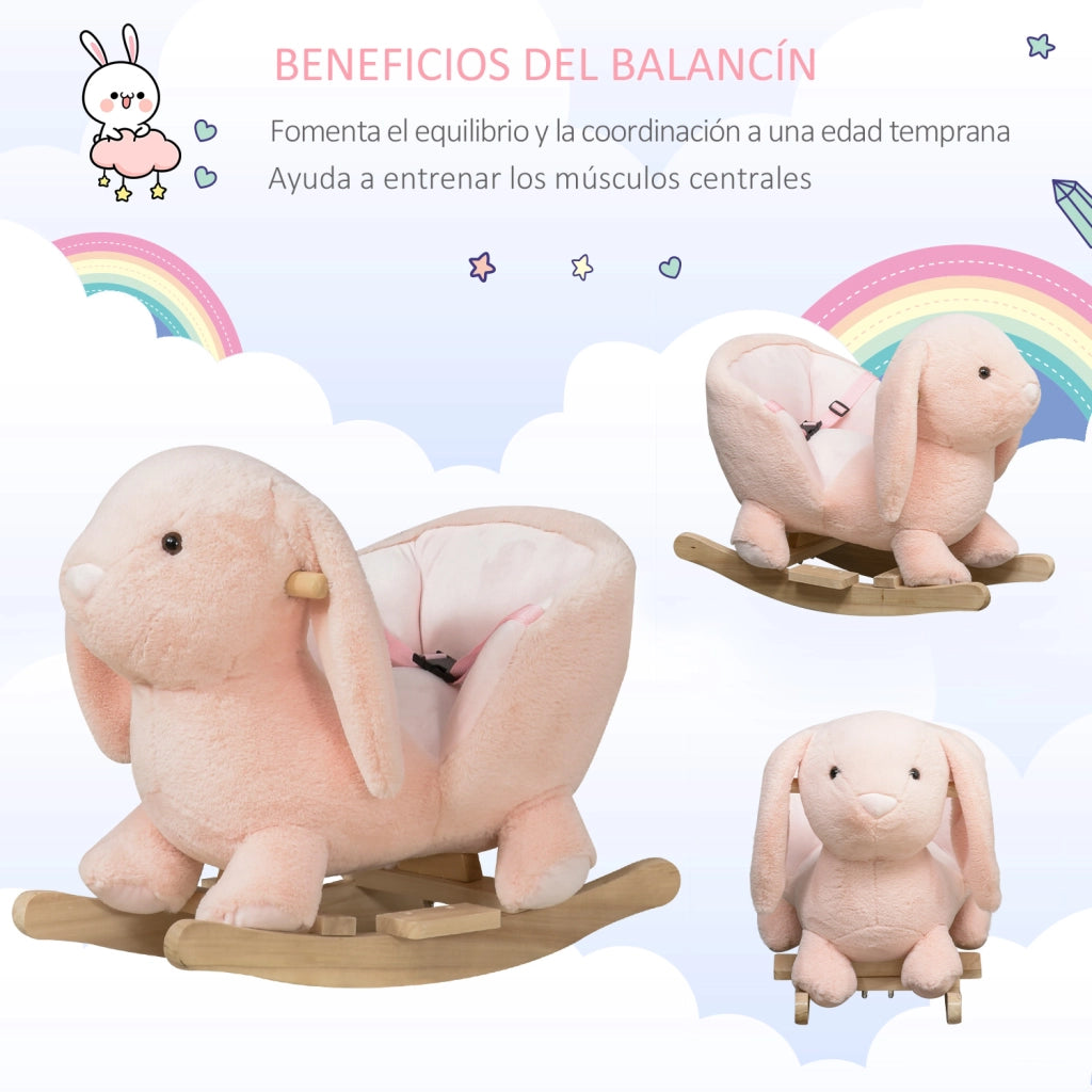Dondolo a Dondolo per Bambini Forma Coniglio ¨C Minimal ¨C Rosa 60x33x50cm