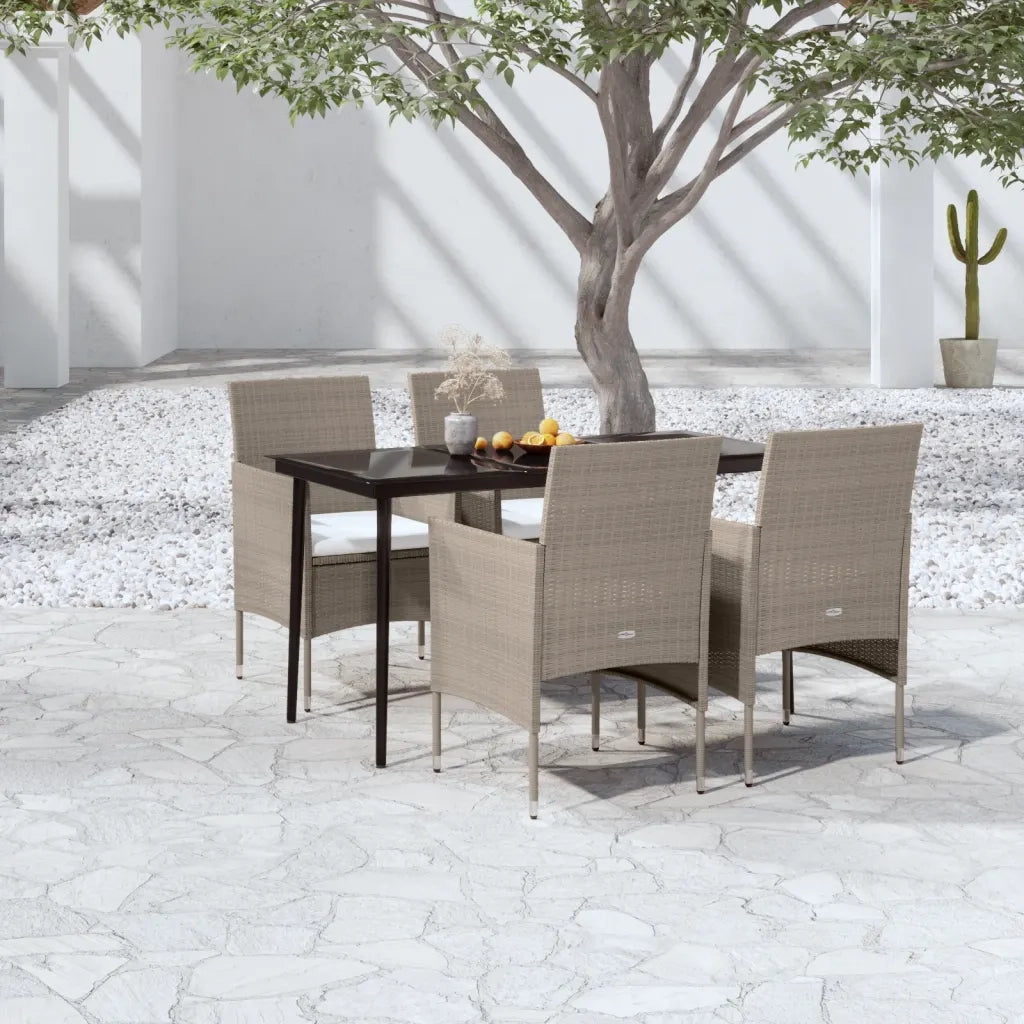 Set da Pranzo da Giardino 5 pz con Cuscini Beige e Nero 3099319