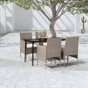 Set da Pranzo da Giardino 5 pz con Cuscini Beige e Nero 3099319