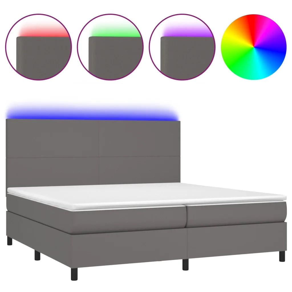 Giroletto Molle con Materasso e LED Grigio 200x200cm Similpelle 3135847