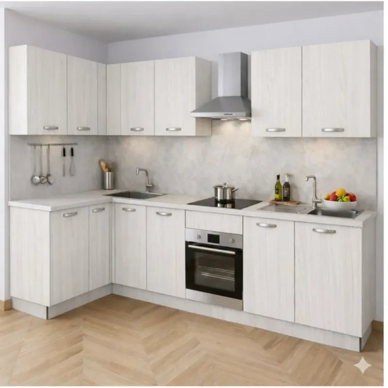 Pensile Cucina in Legno Nobilitato Larice Bianco Alto con 1 Anta, Pensile Componibile Moderno Made in Italy (H72XL60XP33cm)