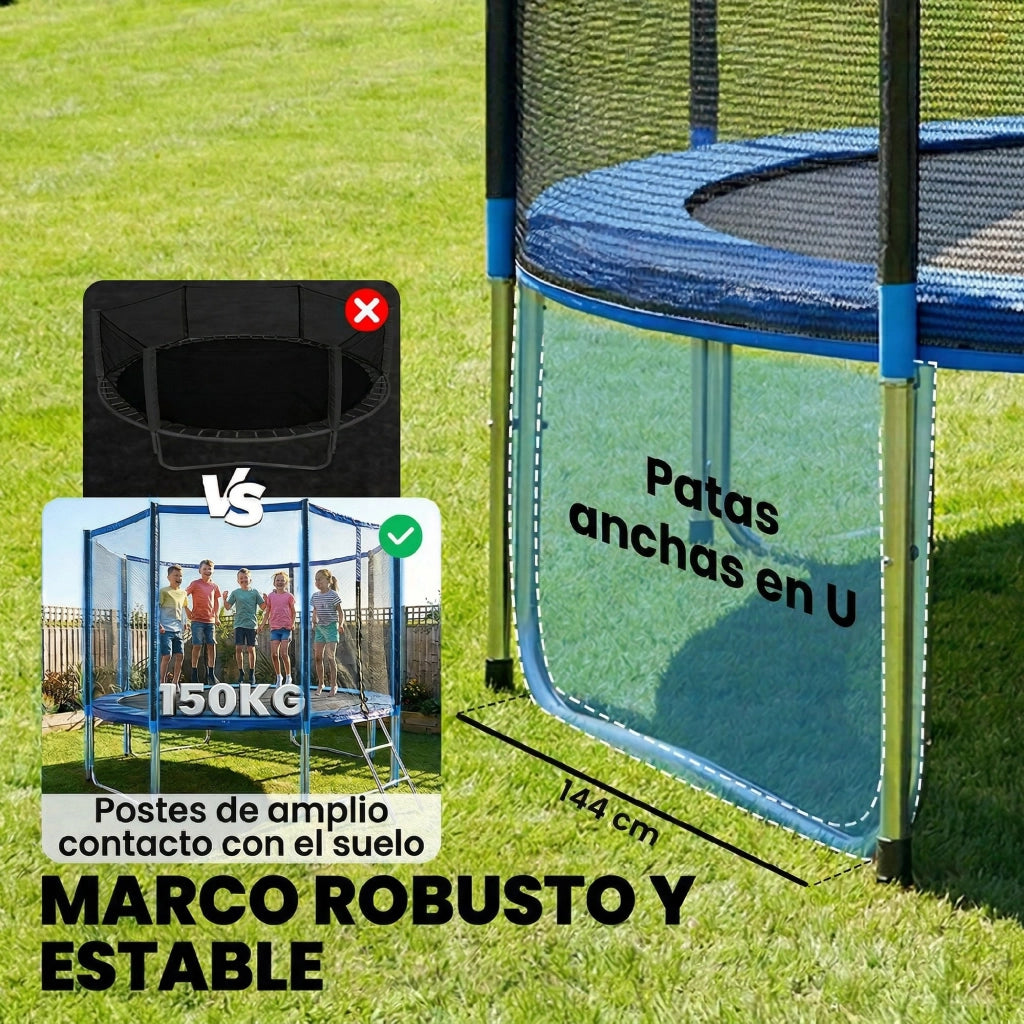 Trampolino Elastico ?366 cm ¨C Xylo ¨C Con Rete di Sicurezza Scala e Protezione Molle Blu