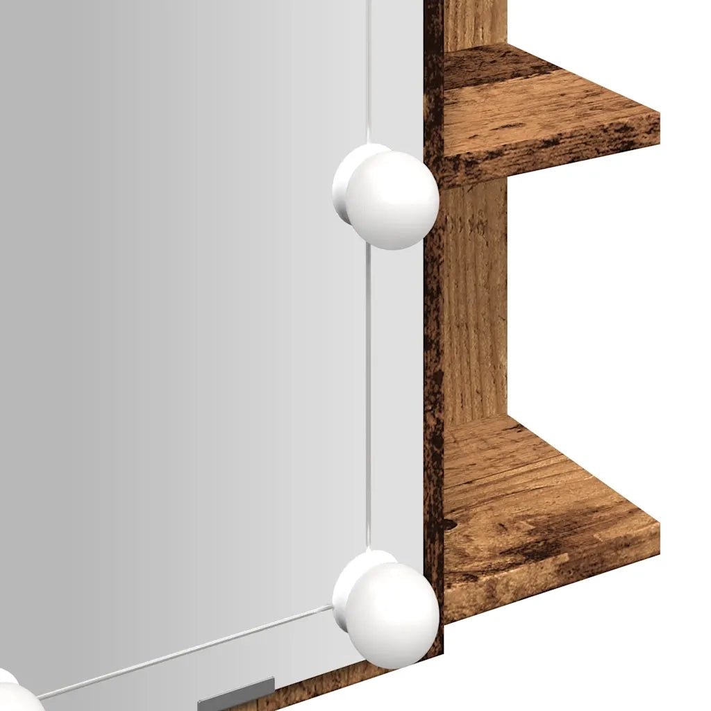 Mobile a Specchio con LED Legno Antico 70x16,5x60 cm 857003