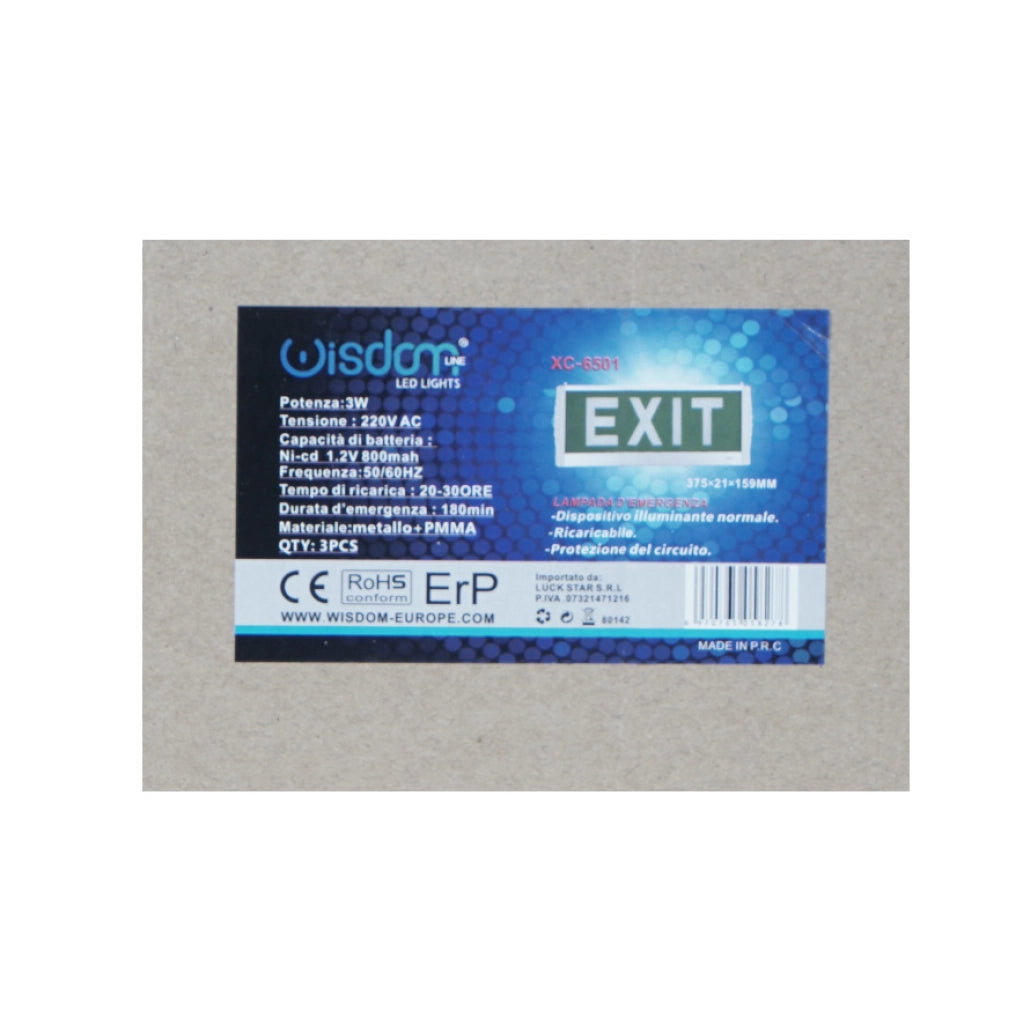 Lampada led segnaletica uscita EXIT 3w 6500K