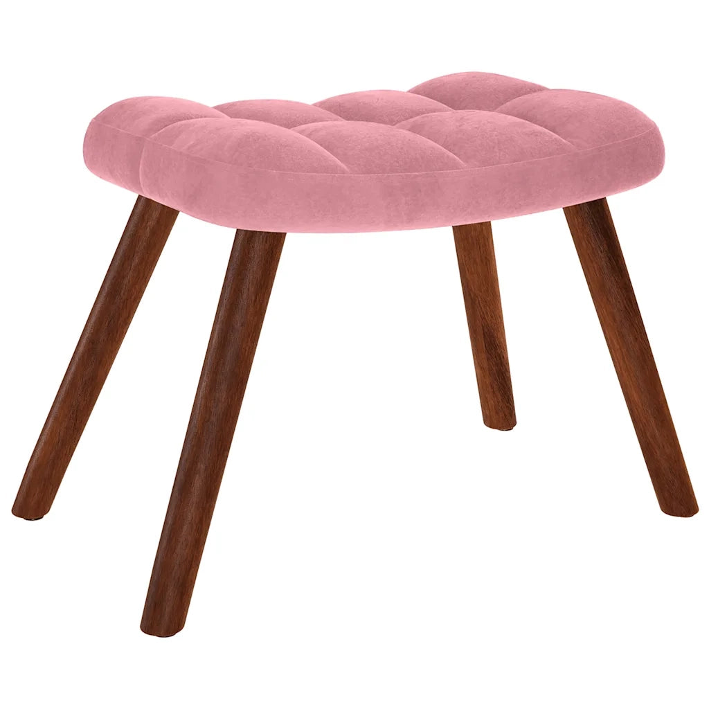 Poltrona Relax con Poggiapiedi Rosa in Velluto 4016825