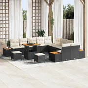 Set Divano da Giardino 13 pcs Nero polyrattan