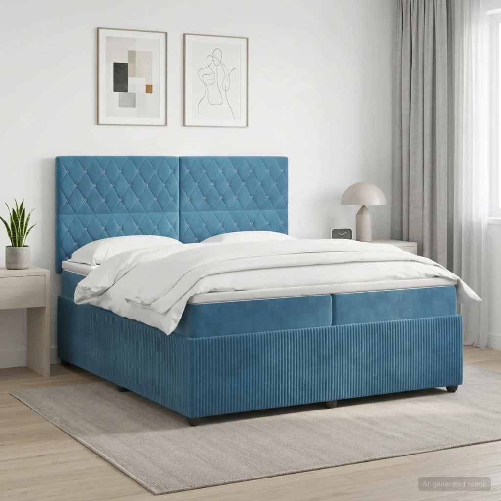 Letto box spring con materasso Blu 200 x 200 cm Velluto 3454671