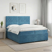 Letto box spring con materasso Blu 200 x 200 cm Velluto 3454671