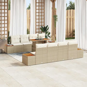 Set da Pranzo per Giardino con cuscino 9 pcs Beige e Crema