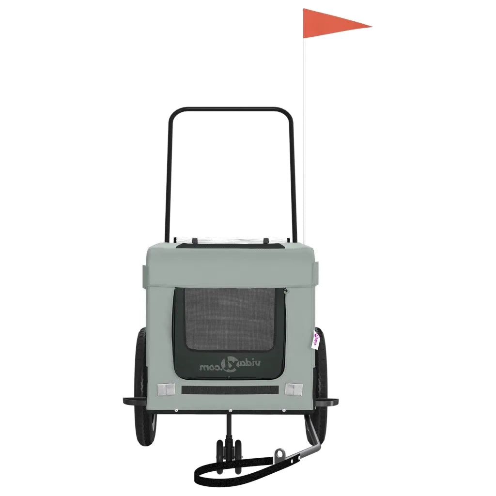Rimorchio da Bici per Animali Grigio e Nero Oxford e Ferro 93944