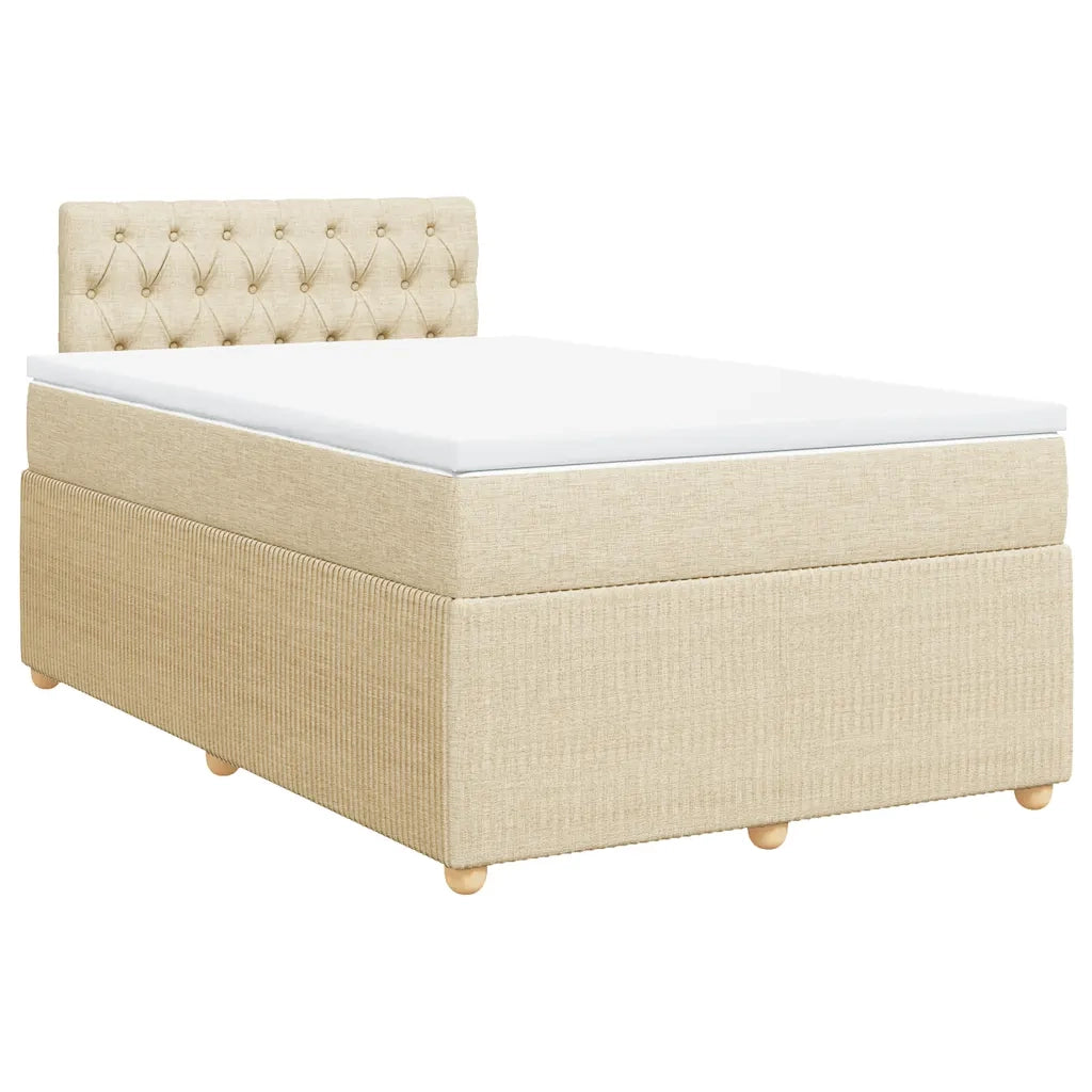 Giroletto a Molle con Materasso Crema 120x190 cm in Tessuto