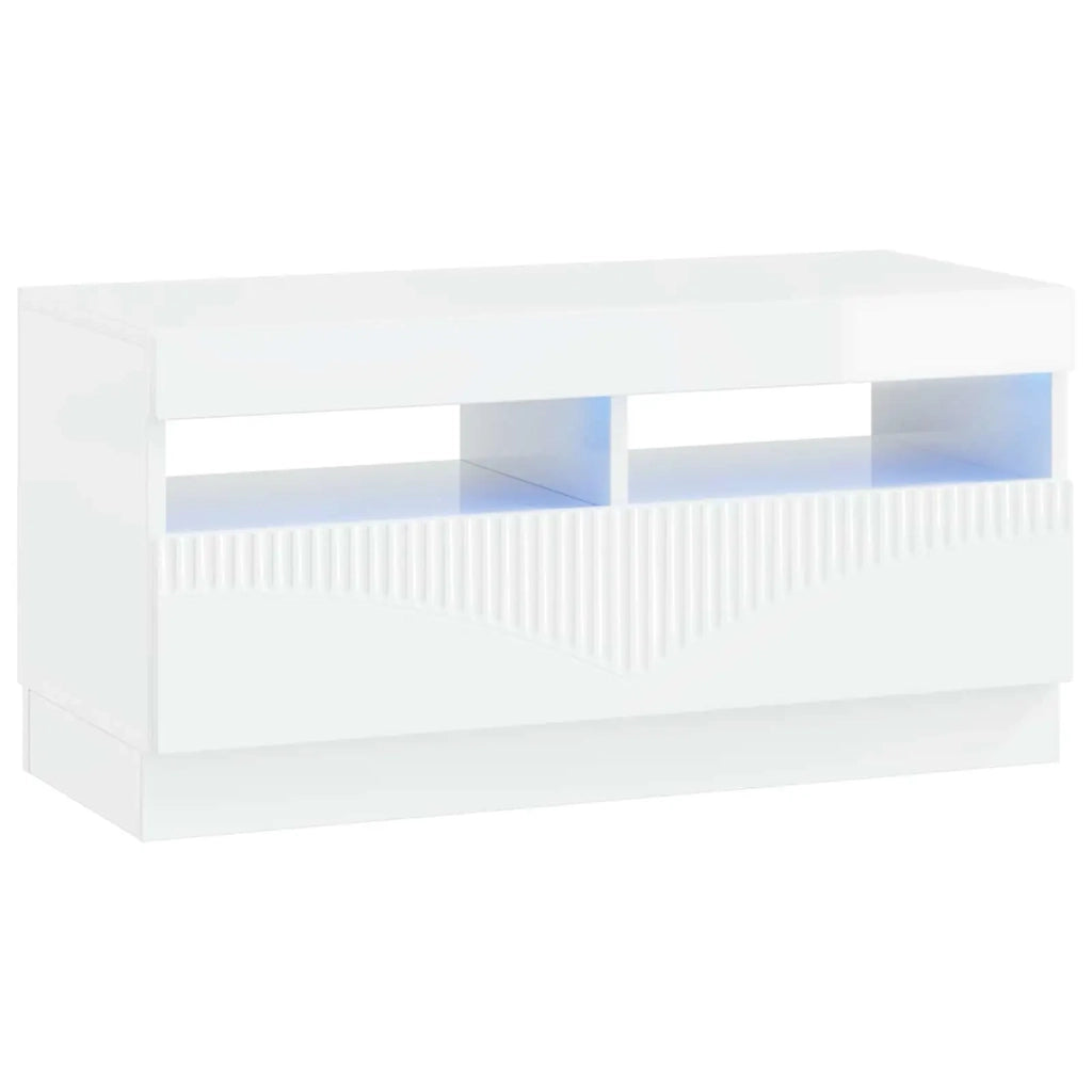 Mobile TV LED Bianco Lucido Legno ingegnerizzato 897439