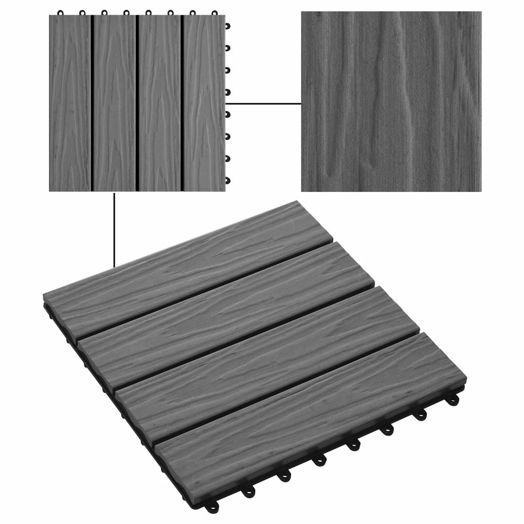 Piastrella per Decking Design 3D 11 pcs Grigio 30 x 30 cm WPC 42046680