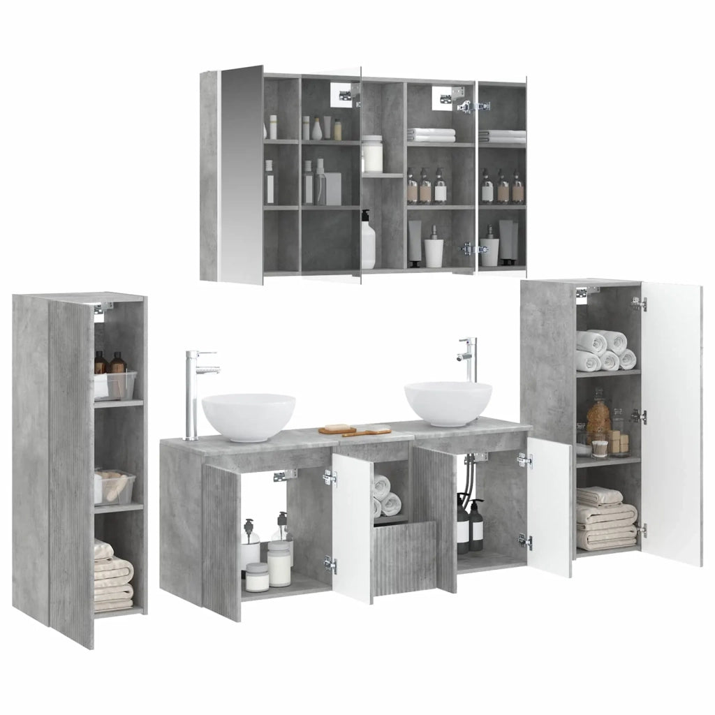 Set di mobili per il bagno 6 pz Grigio Cemento 3407154