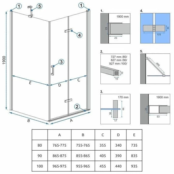 Cabina Doccia Rea Molier Chrom 100x90