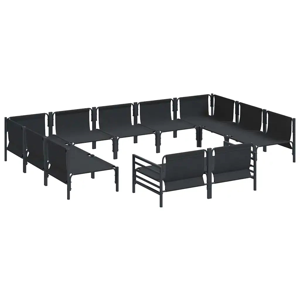 Set Divano da Giardino con cuscino 11 pcs Nero Acciaio