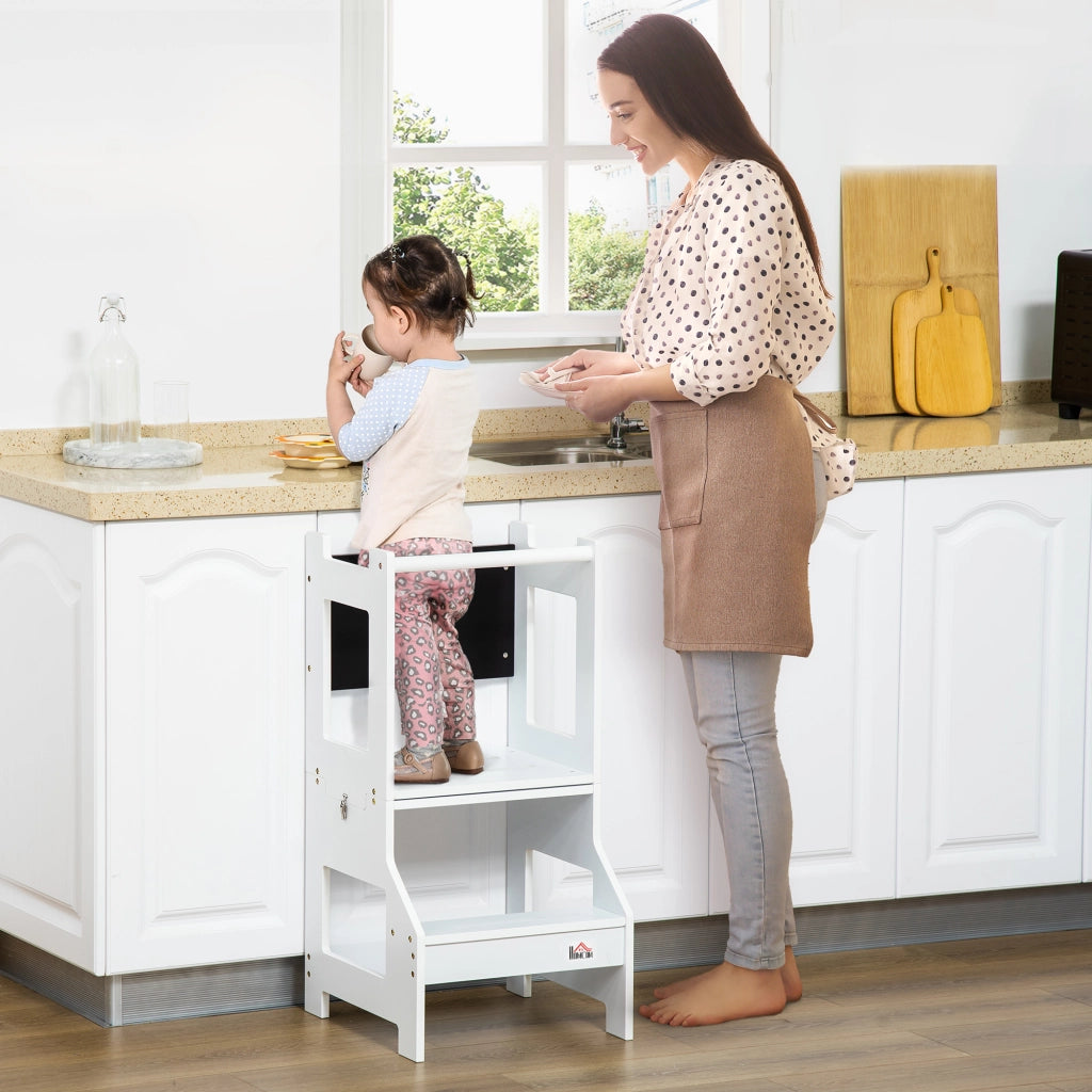 Scrivania per bambini con pannello scrivibile ¨C zephmum ¨C Bianco 42x44x86 cm