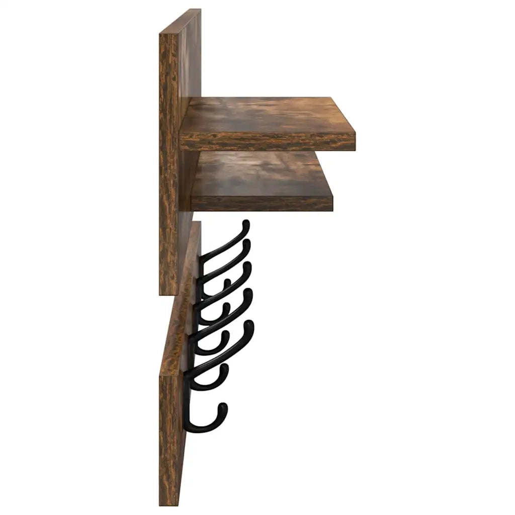 Appendiabiti a muro con lo scaffale Rovere fum¨¦ 90 x 15 x 36 cm CFW5265426
