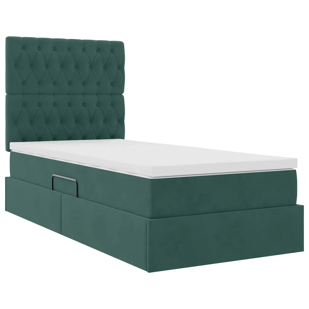 Letto con contenitore e materasso Verde Scuro 100 x 200 cm