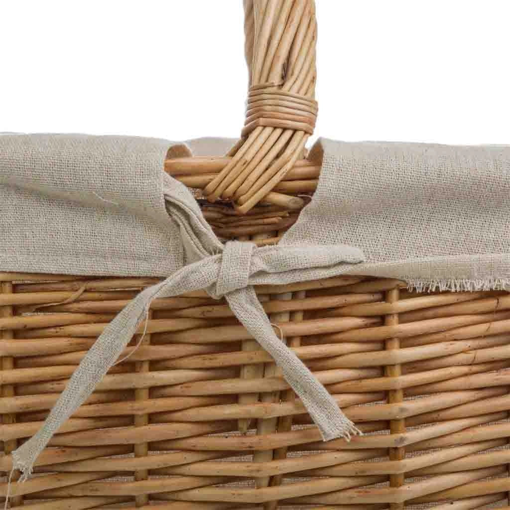 Set di 3 cestini in vimini marrone foderati