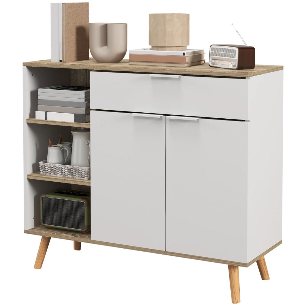 Mobile Multiuso con Cassetto ¨C Xylo ¨C 3 Ripiani Aperti, 95x35x85 cm