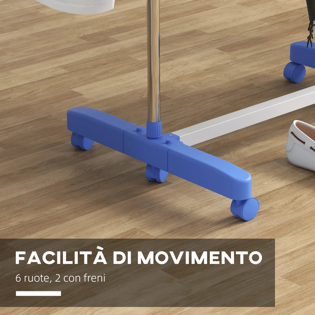 Stendino Verticale con Ripiani Regolabili ¨C Minimal ¨C Blu Argento 142x55x172