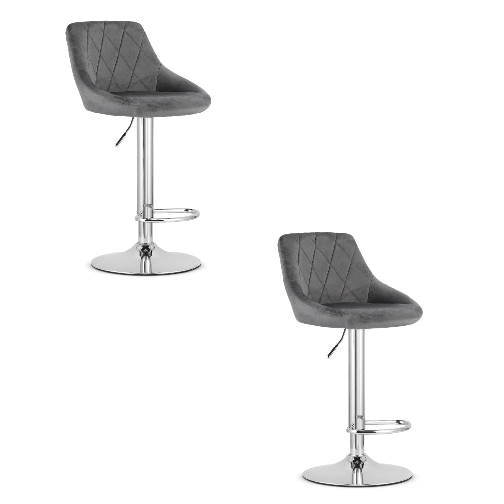 Sgabello girevole VALORA DAKA - Grigio velluto con base cromata x 2