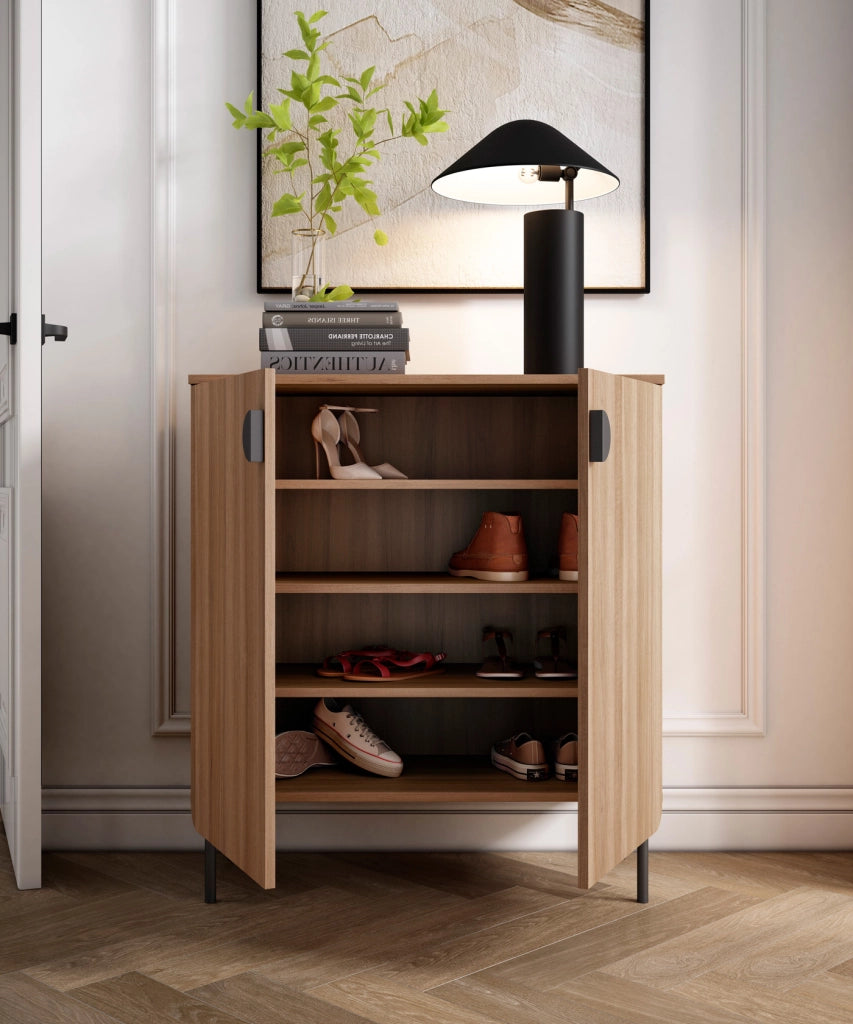 Mobile portascarpe Herdasa effetto noce 90×80×34?cm