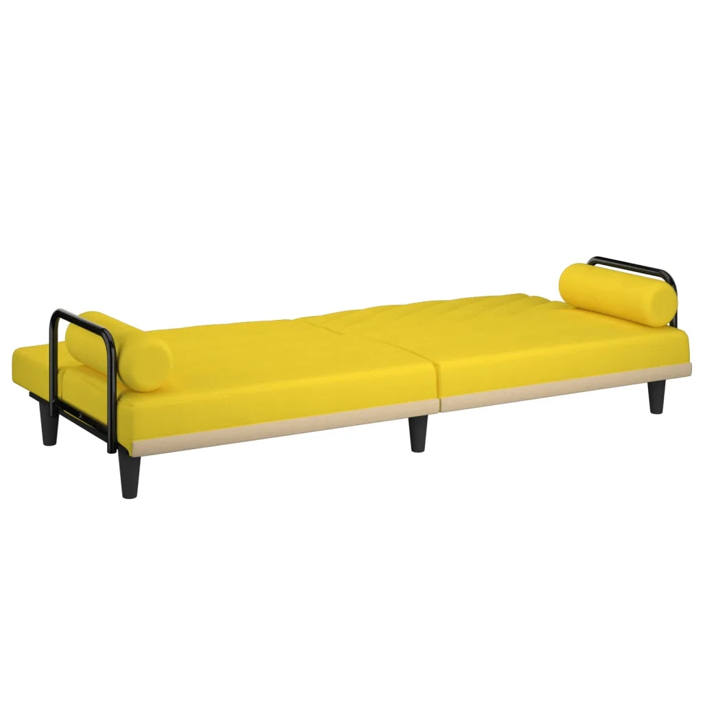 Divano Letto con Braccioli Giallo Chiaro in Tessuto 351935