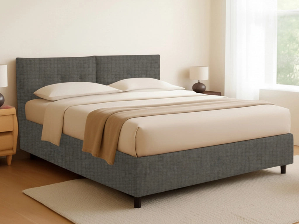 Leeds, Letto Piazza e Mezza Sfoderabile Made in Italy, Grigio Tortora