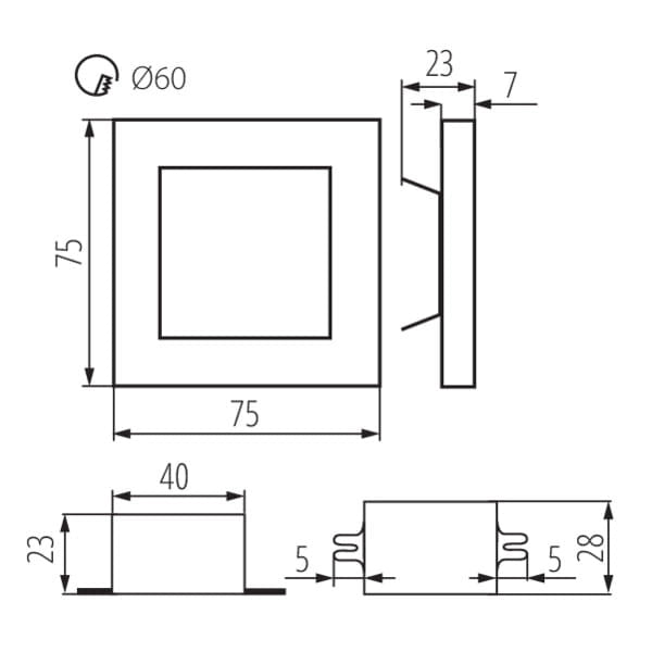 Kanlux APUS lampada scala LED 1,3W 3000K nero/bianco